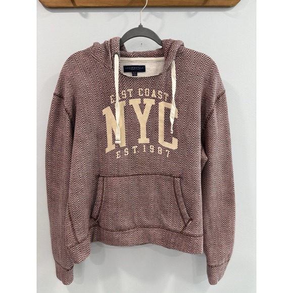 Aeropostale Women's NYC Graphic 1987 Hoodie Sweater Herringbone XL Y2K Skater - Picture 3 of 7